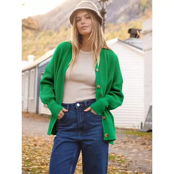 imageANRABESS Womens Long Sleeve Button Down V Neck Casual Loose Oversized Cardigan Knit Sweater CoatGreen