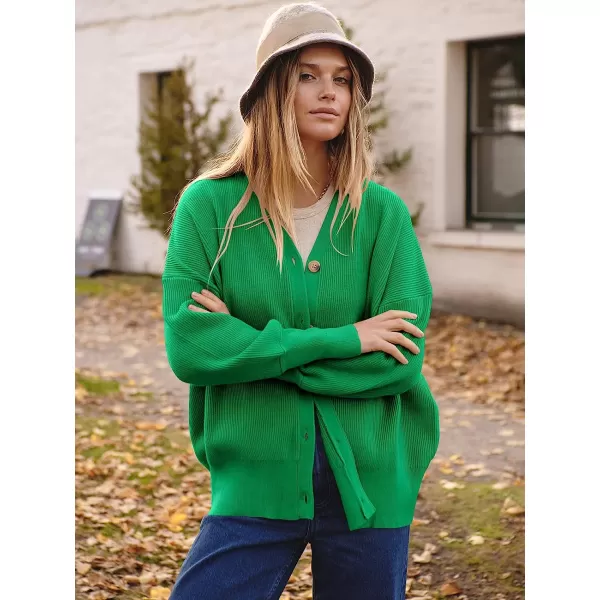 imageANRABESS Womens Long Sleeve Button Down V Neck Casual Loose Oversized Cardigan Knit Sweater CoatGreen