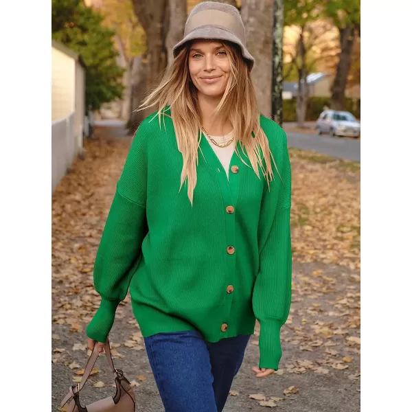 imageANRABESS Womens Long Sleeve Button Down V Neck Casual Loose Oversized Cardigan Knit Sweater CoatGreen
