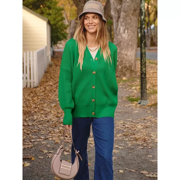 imageANRABESS Womens Long Sleeve Button Down V Neck Casual Loose Oversized Cardigan Knit Sweater CoatGreen
