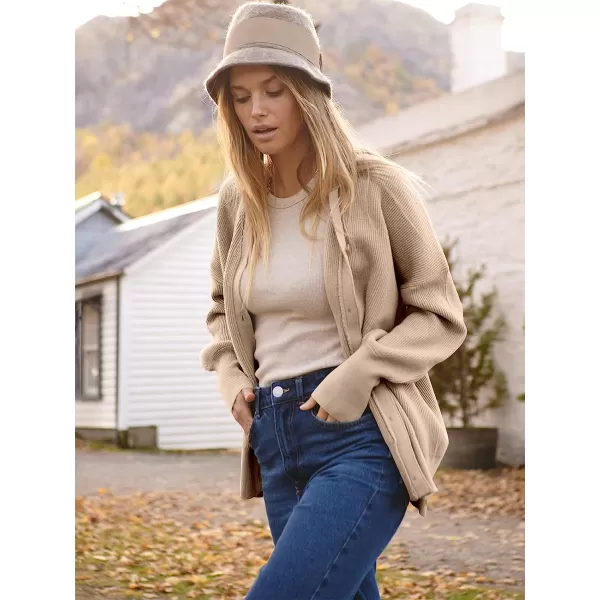 imageANRABESS Womens Long Sleeve Button Down V Neck Casual Loose Oversized Cardigan Knit Sweater CoatKhaki