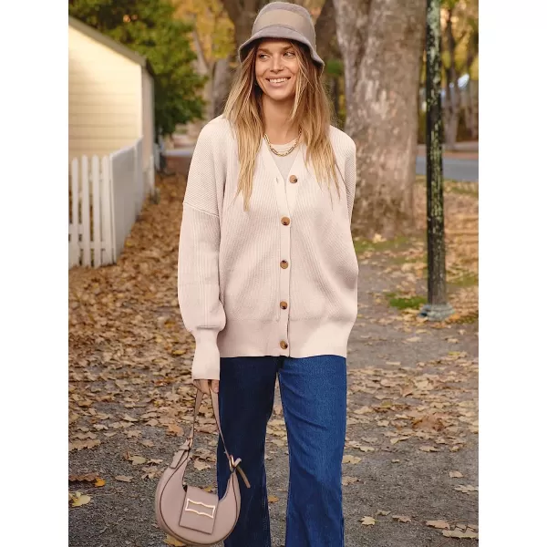 imageANRABESS Womens Long Sleeve Button Down V Neck Casual Loose Oversized Cardigan Knit Sweater CoatPink