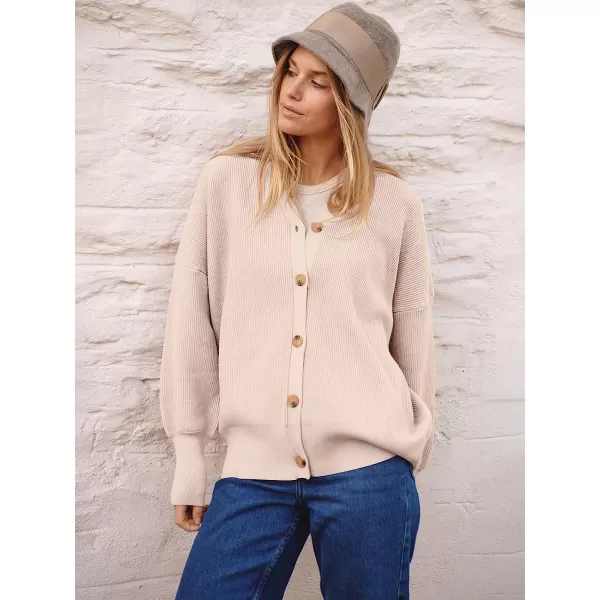 imageANRABESS Womens Long Sleeve Button Down V Neck Casual Loose Oversized Cardigan Knit Sweater CoatPink