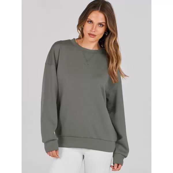 imageANRABESS Womens Long Sleeve Crewneck Shirt Top Loose Fit 2024 Fashion Pullover SweatshirtsArmy Green