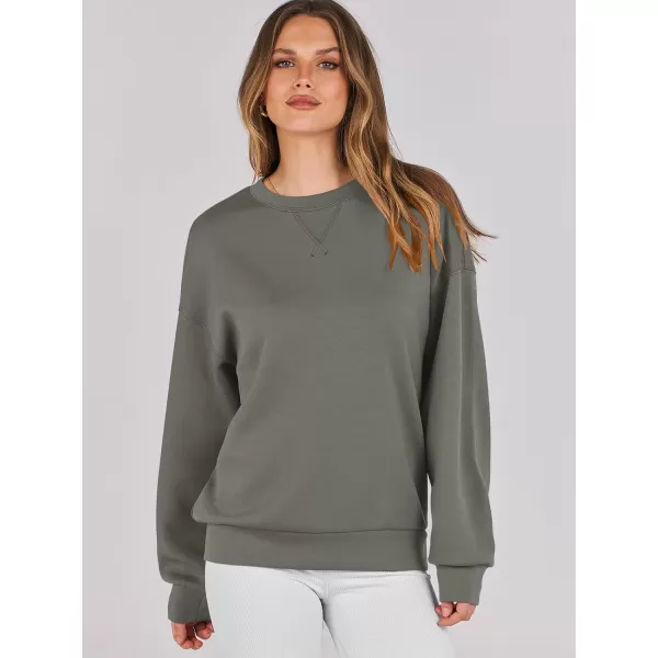 imageANRABESS Womens Long Sleeve Crewneck Shirt Top Loose Fit 2024 Fashion Pullover SweatshirtsArmy Green