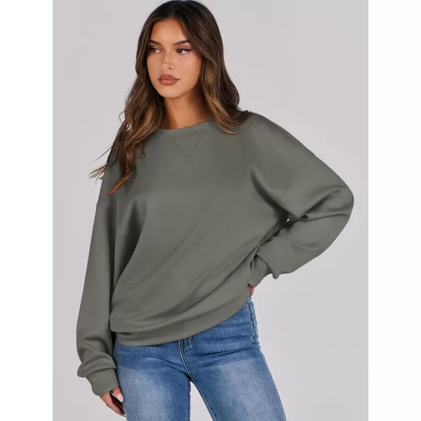 imageANRABESS Womens Long Sleeve Crewneck Shirt Top Loose Fit 2024 Fashion Pullover SweatshirtsArmy Green