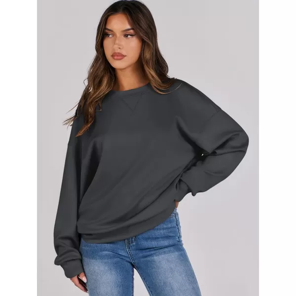 imageANRABESS Womens Long Sleeve Crewneck Shirt Top Loose Fit 2024 Fashion Pullover SweatshirtsDark Gray