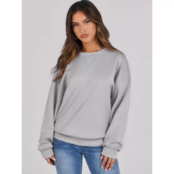 imageANRABESS Womens Long Sleeve Crewneck Shirt Top Loose Fit 2024 Fashion Pullover SweatshirtsLight Grey