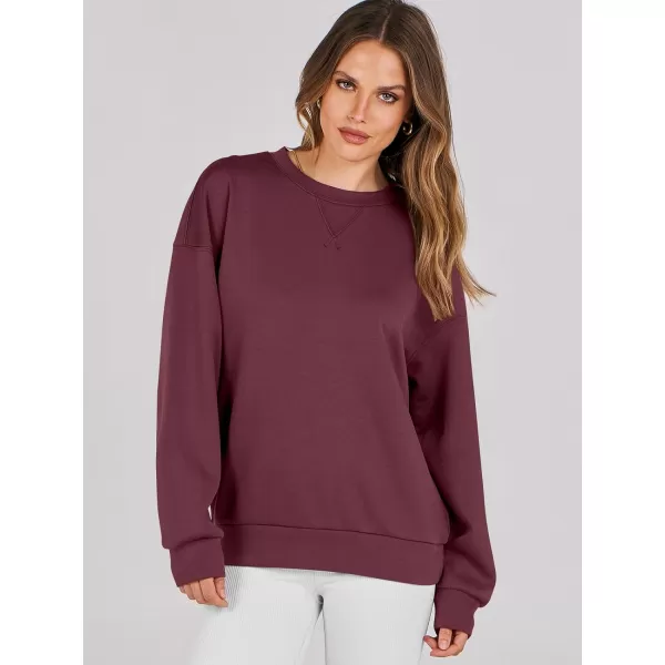 imageANRABESS Womens Long Sleeve Crewneck Shirt Top Loose Fit 2024 Fashion Pullover SweatshirtsMaroon