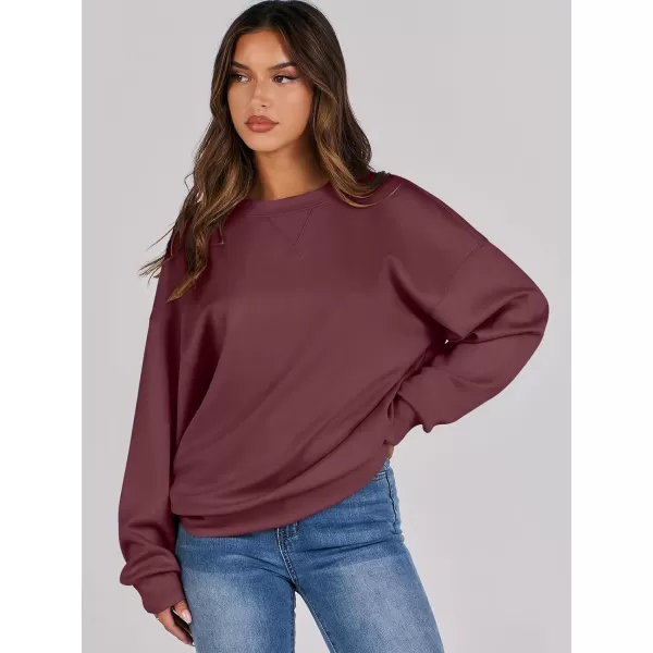 imageANRABESS Womens Long Sleeve Crewneck Shirt Top Loose Fit 2024 Fashion Pullover SweatshirtsMaroon