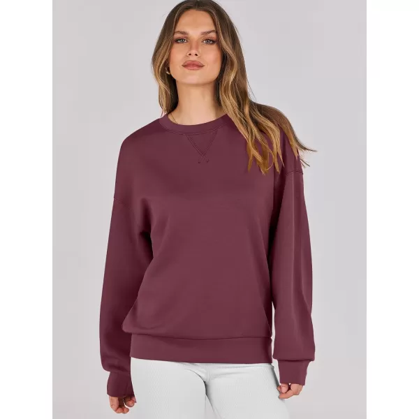 imageANRABESS Womens Long Sleeve Crewneck Shirt Top Loose Fit 2024 Fashion Pullover SweatshirtsMaroon