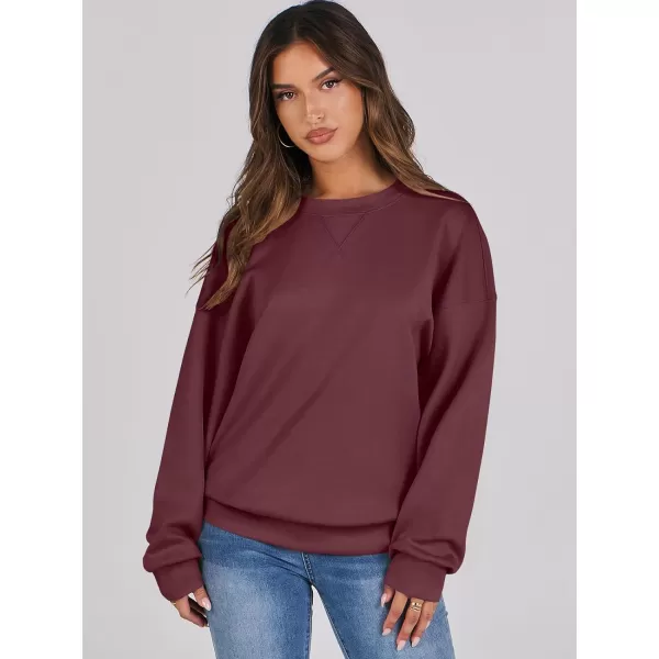imageANRABESS Womens Long Sleeve Crewneck Shirt Top Loose Fit 2024 Fashion Pullover SweatshirtsMaroon