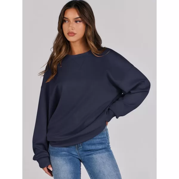 imageANRABESS Womens Long Sleeve Crewneck Shirt Top Loose Fit 2024 Fashion Pullover SweatshirtsNavy Blue