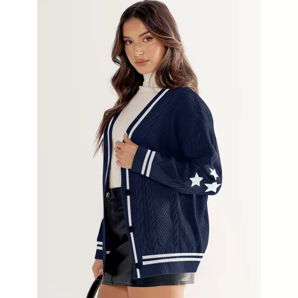 imageANRABESS Womens Long Sleeve Open Front Cardigan Sweaters Embroidery Star Button Down Cable Knit Chunky Outfits CoatsBluewhite