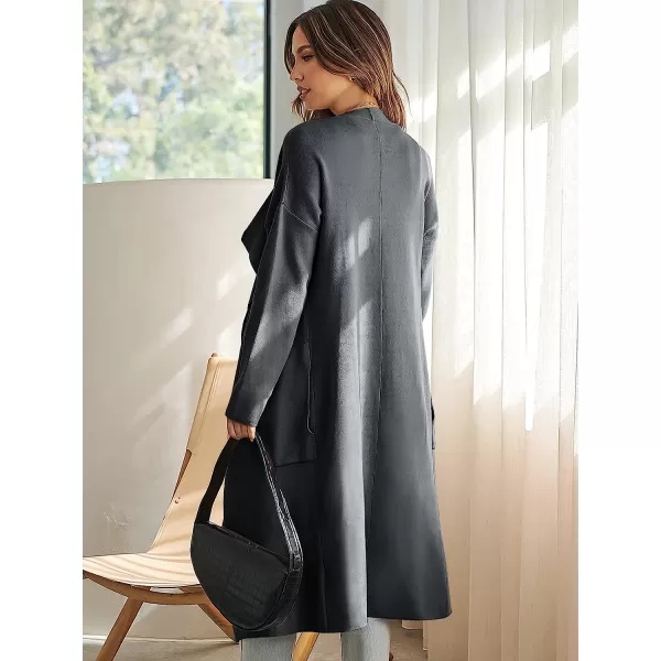 imageANRABESS Womens Long Sleeve Open Front Jackets Long Knitted Cardigan Sweater Irregular Hem with PocketDark Grey