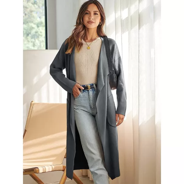 imageANRABESS Womens Long Sleeve Open Front Jackets Long Knitted Cardigan Sweater Irregular Hem with PocketDark Grey
