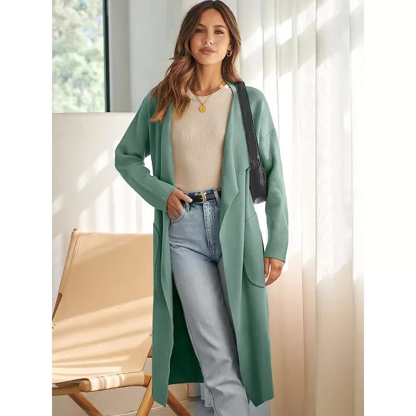 imageANRABESS Womens Long Sleeve Open Front Jackets Long Knitted Cardigan Sweater Irregular Hem with PocketGreygreen