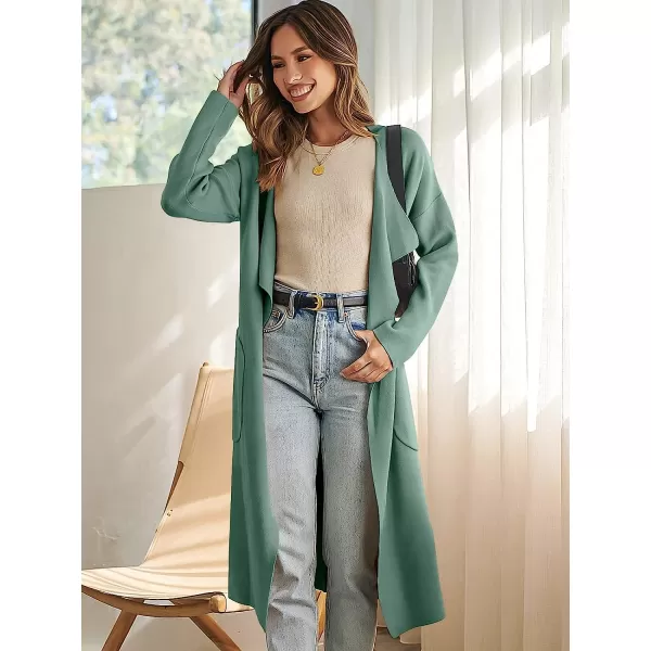 imageANRABESS Womens Long Sleeve Open Front Jackets Long Knitted Cardigan Sweater Irregular Hem with PocketGreygreen