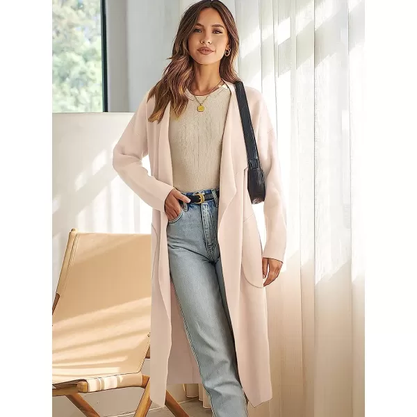 imageANRABESS Womens Long Sleeve Open Front Jackets Long Knitted Cardigan Sweater Irregular Hem with PocketPink