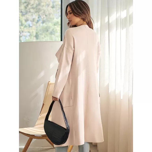 imageANRABESS Womens Long Sleeve Open Front Jackets Long Knitted Cardigan Sweater Irregular Hem with PocketPink