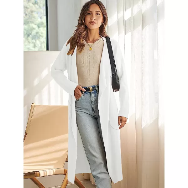 imageANRABESS Womens Long Sleeve Open Front Jackets Long Knitted Cardigan Sweater Irregular Hem with PocketWhite