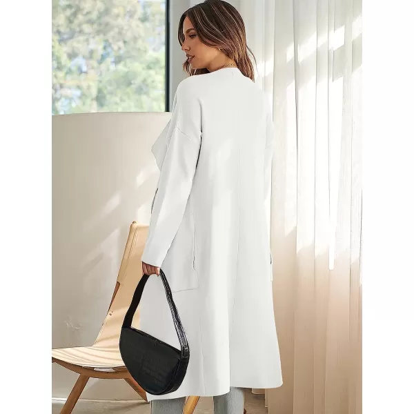 imageANRABESS Womens Long Sleeve Open Front Jackets Long Knitted Cardigan Sweater Irregular Hem with PocketWhite