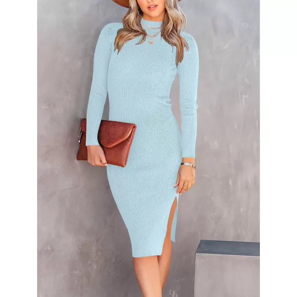 imageANRABESS Womens Long Sleeve Ribbed Sweater Dress Turtleneck Slim Fit Slit Midi Dress01blue