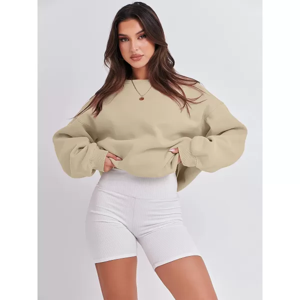 imageANRABESS Womens Long Sleeve Sweatshirt Casual Crewneck Loose Fit Pollover Hoodie Fleece Fall TopsBrown