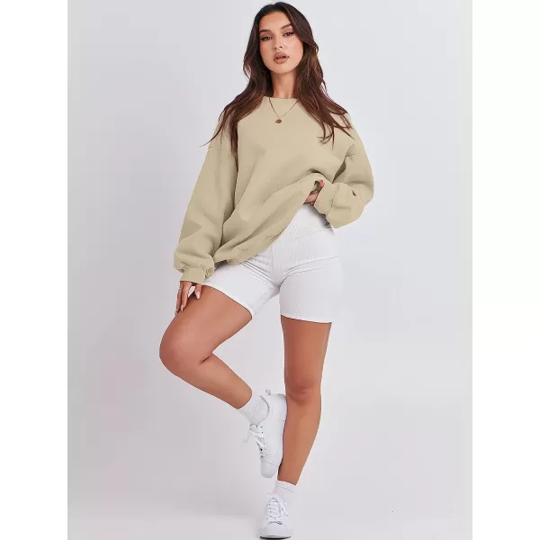 imageANRABESS Womens Long Sleeve Sweatshirt Casual Crewneck Loose Fit Pollover Hoodie Fleece Fall TopsBrown