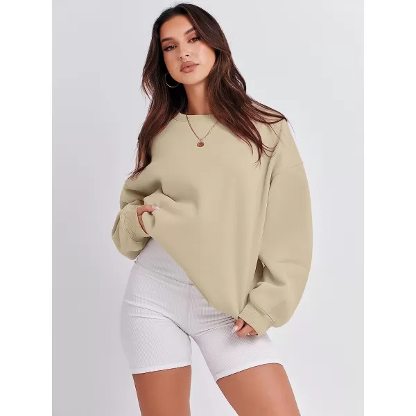 imageANRABESS Womens Long Sleeve Sweatshirt Casual Crewneck Loose Fit Pollover Hoodie Fleece Fall TopsBrown