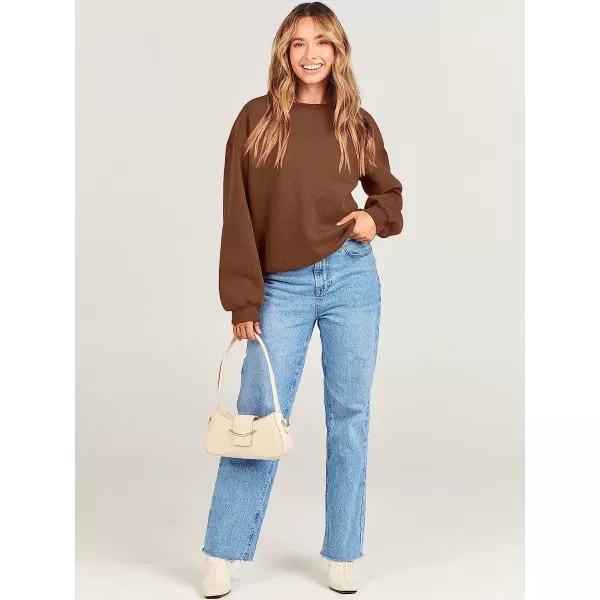 imageANRABESS Womens Long Sleeve Sweatshirt Casual Crewneck Loose Fit Pollover Hoodie Fleece Fall TopsCoffee