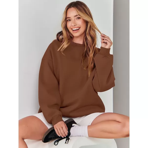 imageANRABESS Womens Long Sleeve Sweatshirt Casual Crewneck Loose Fit Pollover Hoodie Fleece Fall TopsCoffee