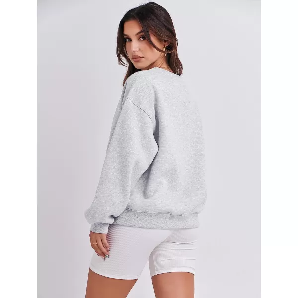 imageANRABESS Womens Long Sleeve Sweatshirt Casual Crewneck Loose Fit Pollover Hoodie Fleece Fall TopsGray