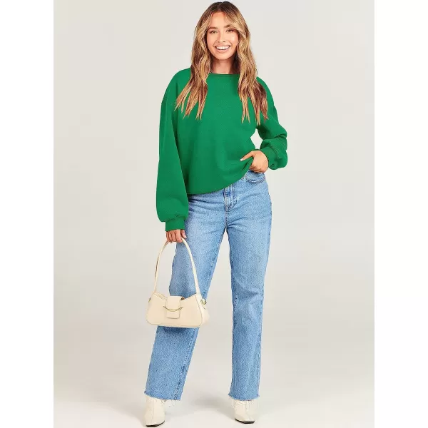 imageANRABESS Womens Long Sleeve Sweatshirt Casual Crewneck Loose Fit Pollover Hoodie Fleece Fall TopsGreen