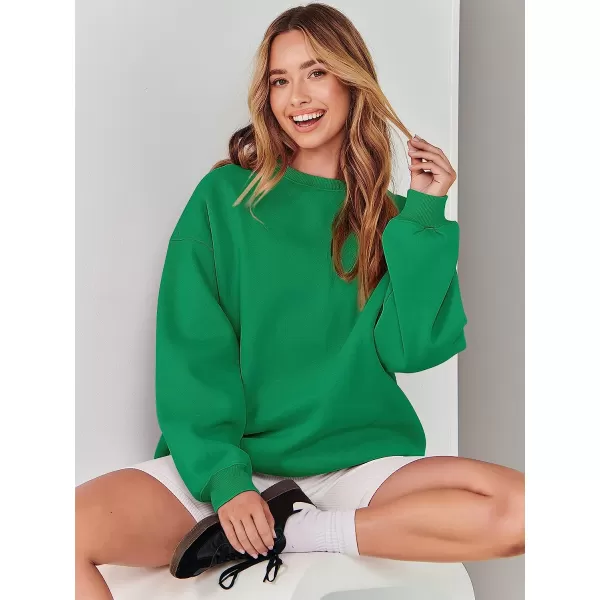 imageANRABESS Womens Long Sleeve Sweatshirt Casual Crewneck Loose Fit Pollover Hoodie Fleece Fall TopsGreen