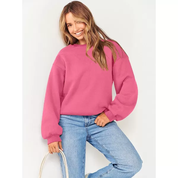 imageANRABESS Womens Long Sleeve Sweatshirt Casual Crewneck Loose Fit Pollover Hoodie Fleece Fall TopsHot Pink