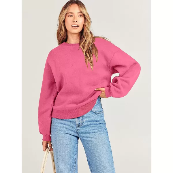 imageANRABESS Womens Long Sleeve Sweatshirt Casual Crewneck Loose Fit Pollover Hoodie Fleece Fall TopsHot Pink