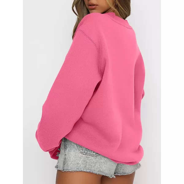 imageANRABESS Womens Long Sleeve Sweatshirt Casual Crewneck Loose Fit Pollover Hoodie Fleece Fall TopsHot Pink