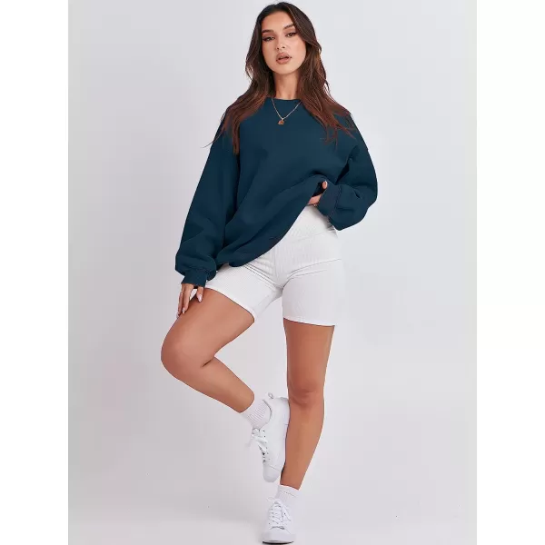 imageANRABESS Womens Long Sleeve Sweatshirt Casual Crewneck Loose Fit Pollover Hoodie Fleece Fall TopsNavy Blue