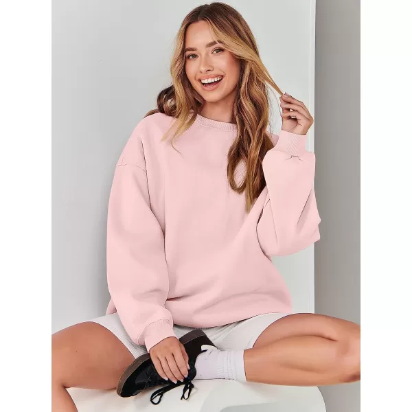 imageANRABESS Womens Long Sleeve Sweatshirt Casual Crewneck Loose Fit Pollover Hoodie Fleece Fall TopsPink
