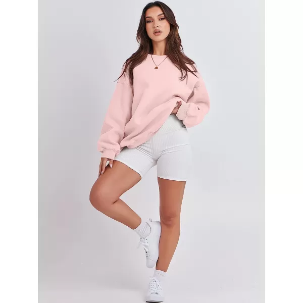 imageANRABESS Womens Long Sleeve Sweatshirt Casual Crewneck Loose Fit Pollover Hoodie Fleece Fall TopsPink