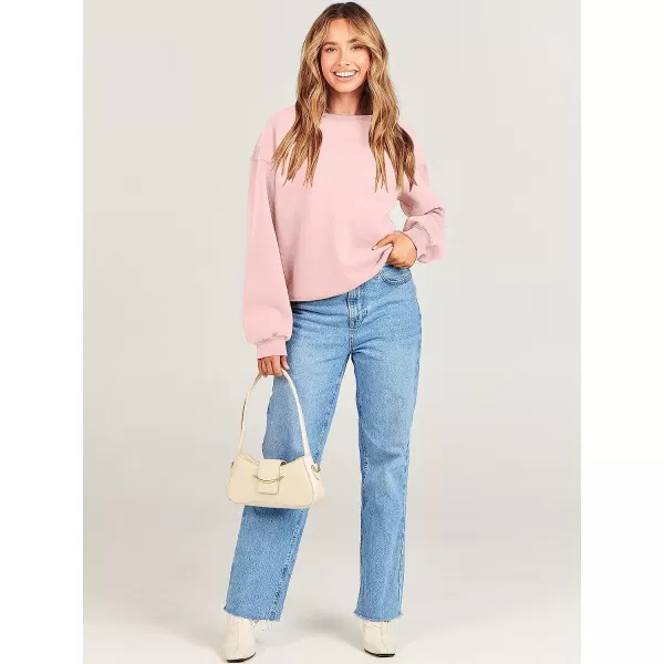 imageANRABESS Womens Long Sleeve Sweatshirt Casual Crewneck Loose Fit Pollover Hoodie Fleece Fall TopsPink