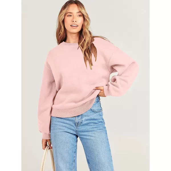 imageANRABESS Womens Long Sleeve Sweatshirt Casual Crewneck Loose Fit Pollover Hoodie Fleece Fall TopsPink