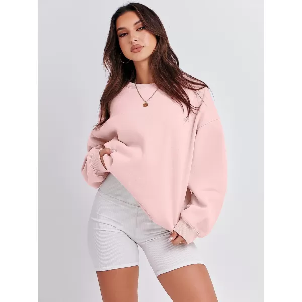 imageANRABESS Womens Long Sleeve Sweatshirt Casual Crewneck Loose Fit Pollover Hoodie Fleece Fall TopsPink