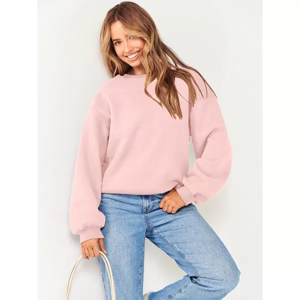 imageANRABESS Womens Long Sleeve Sweatshirt Casual Crewneck Loose Fit Pollover Hoodie Fleece Fall TopsPink