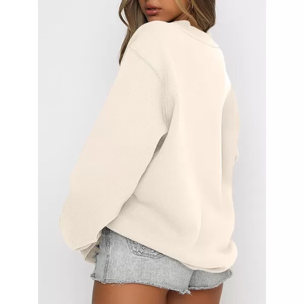 imageANRABESS Womens Long Sleeve Sweatshirt Casual Crewneck Loose Fit Pullover Hoodie Fleece Fall TopsApricot