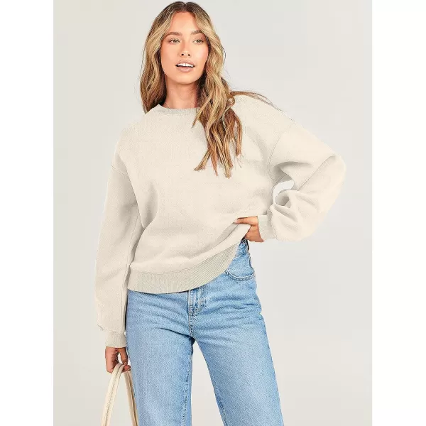 imageANRABESS Womens Long Sleeve Sweatshirt Casual Crewneck Loose Fit Pullover Hoodie Fleece Fall TopsApricot
