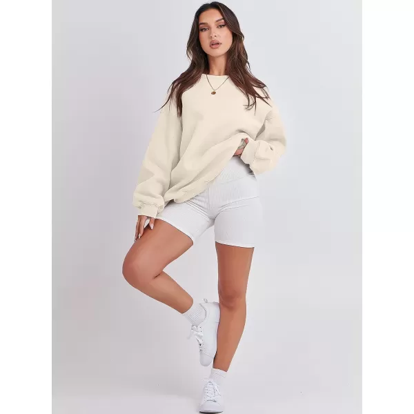 imageANRABESS Womens Long Sleeve Sweatshirt Casual Crewneck Loose Fit Pullover Hoodie Fleece Fall TopsApricot