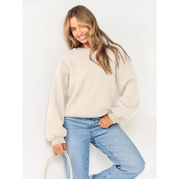imageANRABESS Womens Long Sleeve Sweatshirt Casual Crewneck Loose Fit Pullover Hoodie Fleece Fall TopsApricot