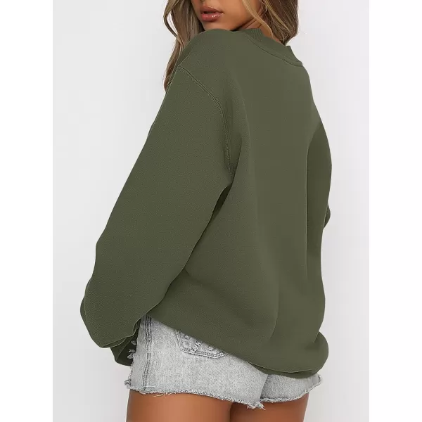 imageANRABESS Womens Long Sleeve Sweatshirt Casual Crewneck Loose Fit Pullover Hoodie Fleece Fall TopsArmy Green
